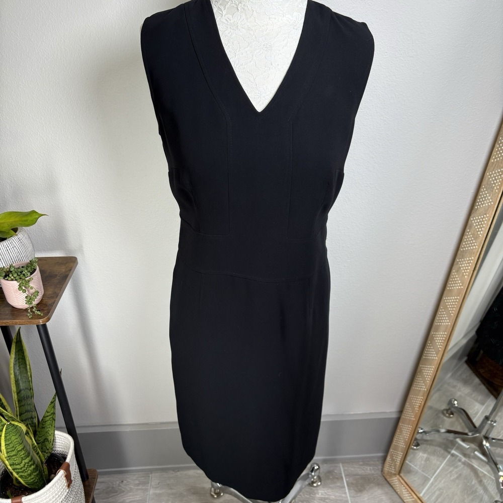 Ann Taylor LOFT Womens 6 Black Sheath Dress Office Professional Sleeveless Lined